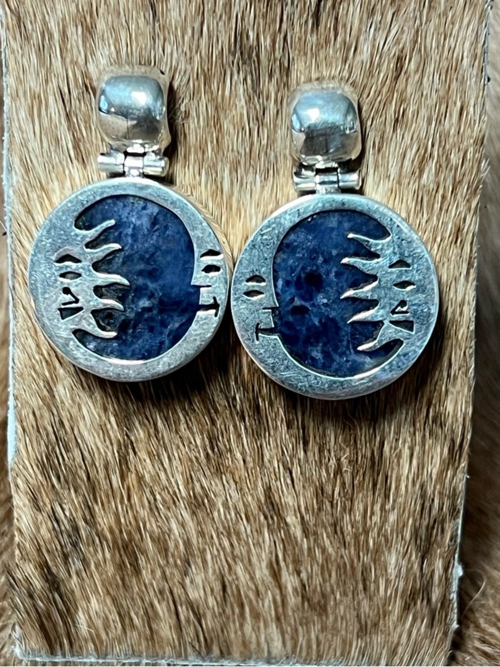 Sterling Silver blue sodalite moon and sun earrings